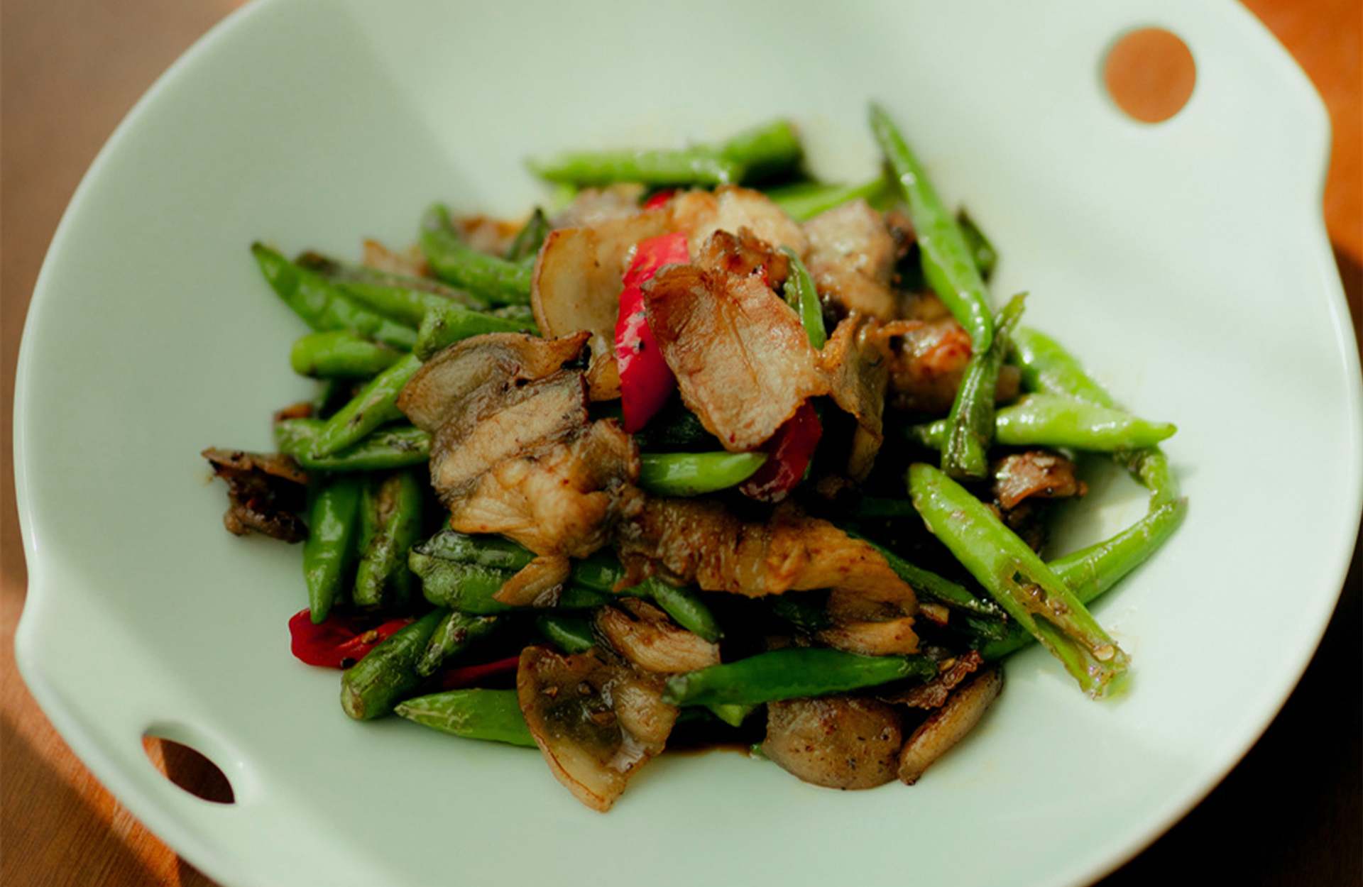 Stir-fried Pork Belly with Green Peppers at Asian Cafe, Chinese Restaurant in Middletown