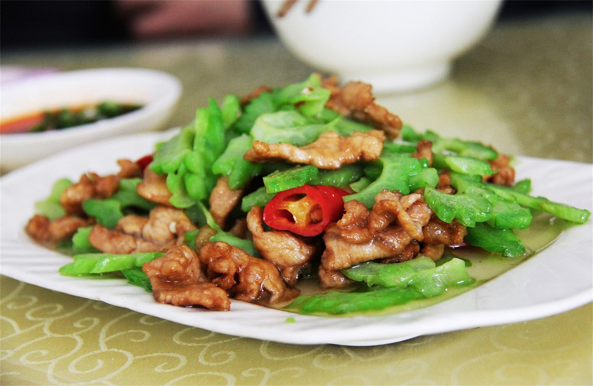 Stir-fried Pork with Bitter Melon at Asian Cafe, Chinese Restaurant in Middletown
