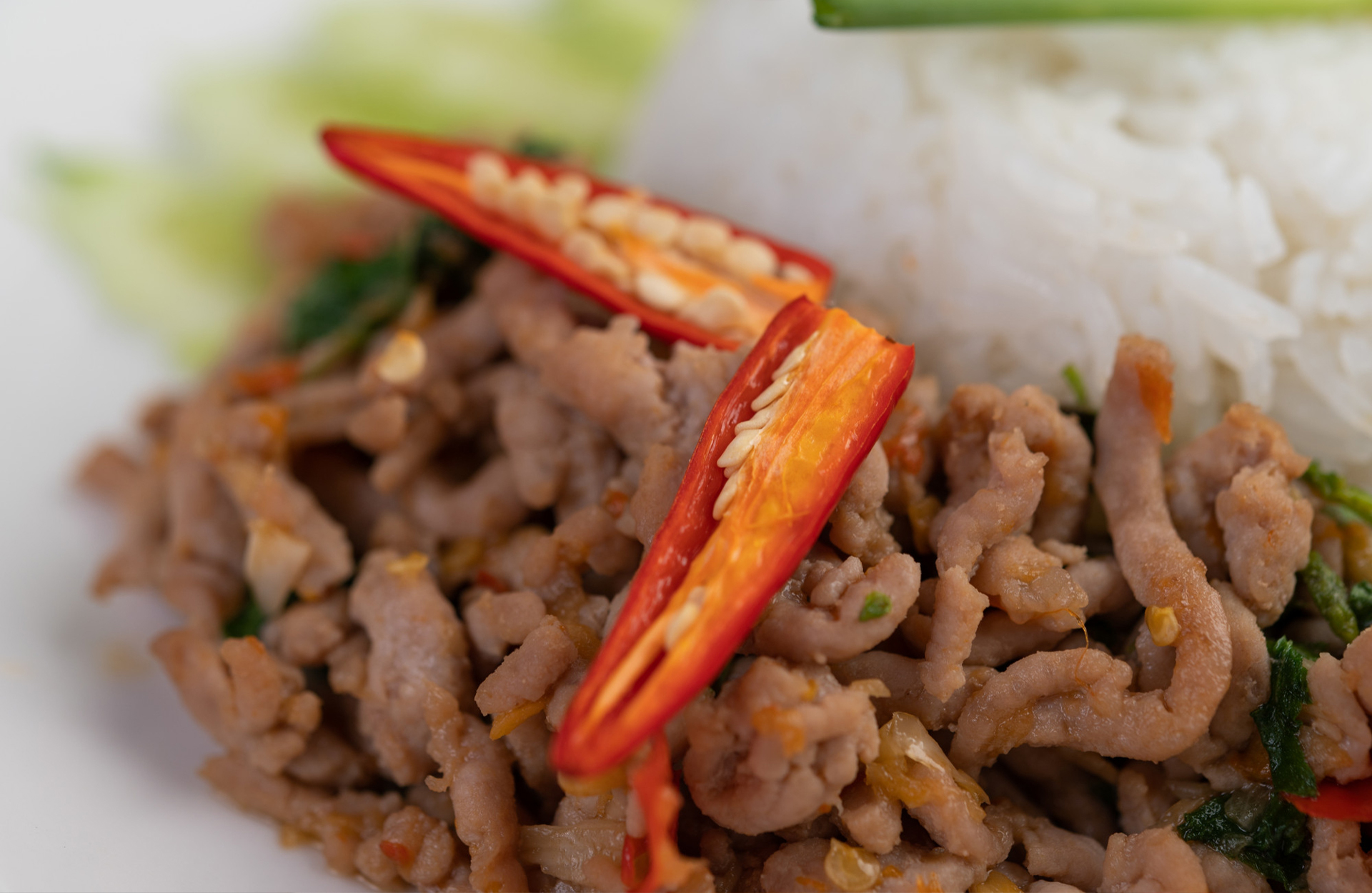 Thai Basil Minced Pork with Rice at Asian Cafe, Chinese Restaurant in Middletown